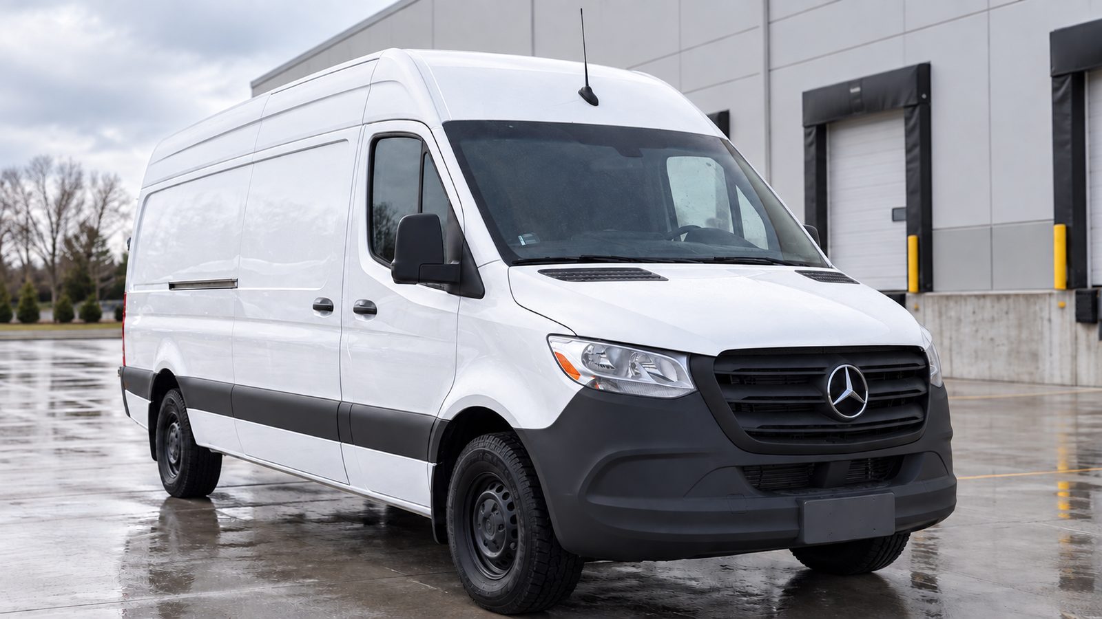 Polished white current-generation Mercedes-Benz Sprinter VS30 long-wheelbase reference